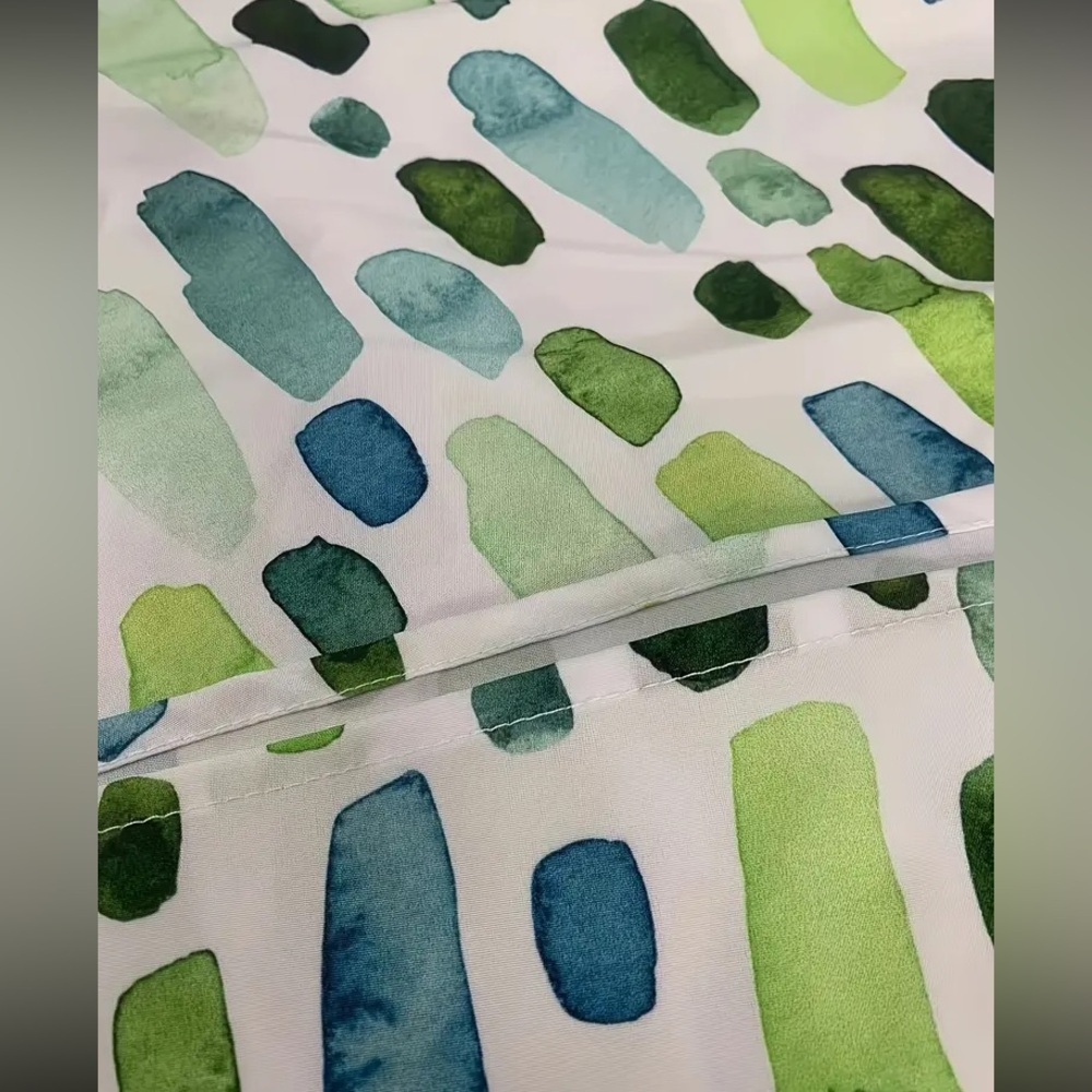Blouse V-Neck 3/4 Sleeve Geometric Print Blue, Green, White - XL - Picture 5 of 5